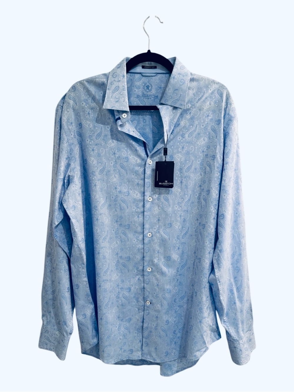 Bugatchi Light Blue Paisley Dress Shirt
